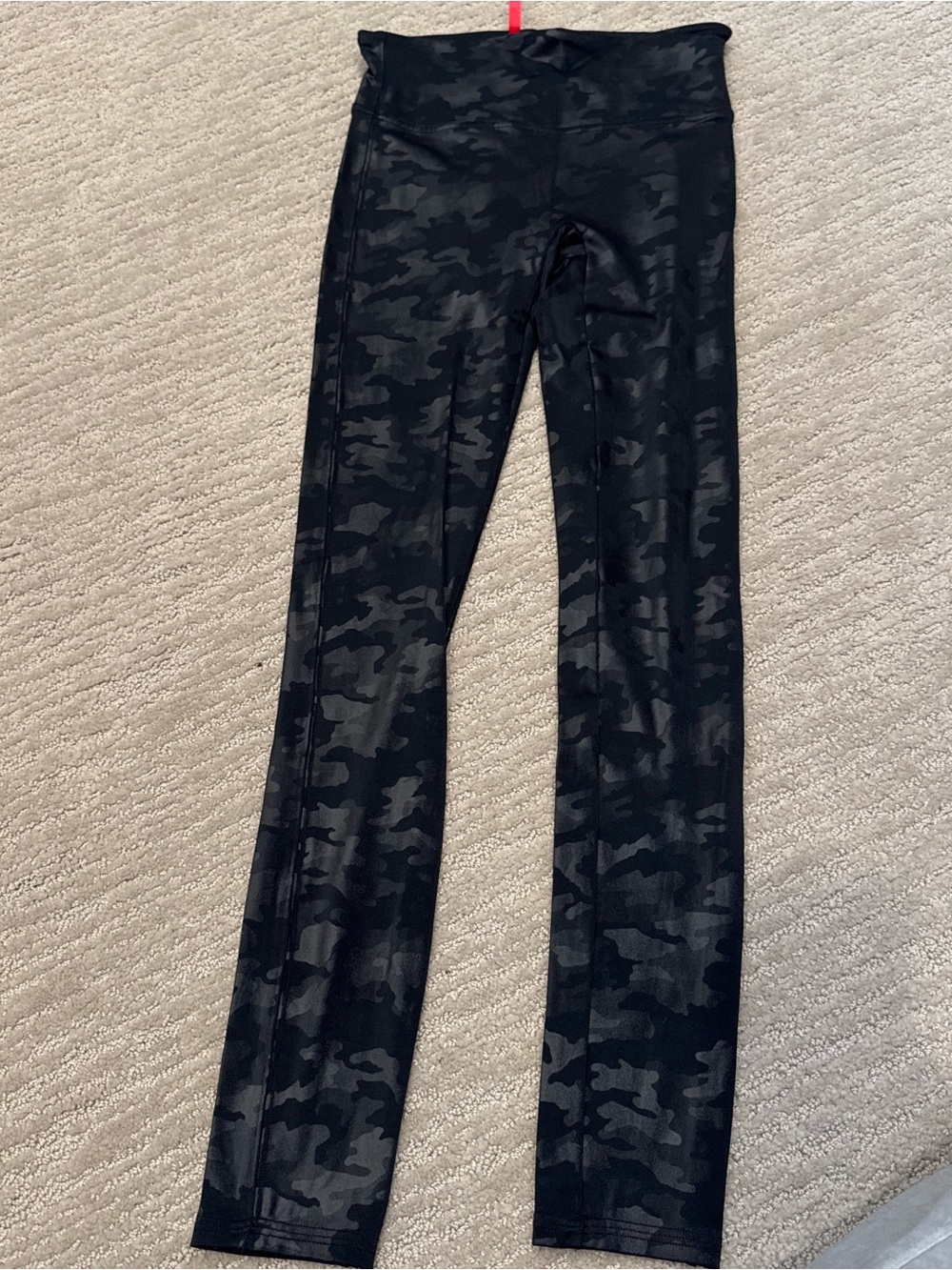 Spanx Black Camo Faux Leather High-Waist Leggings